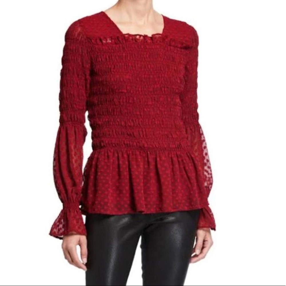Walter Baker Cherry Red Francina Long Sleeve Top